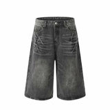 Vintage Camouflage Work Jeans Men's Loose Fit Summer Trendy Straight Leg Wide Leg Seven Point Pants Casual Streetwear