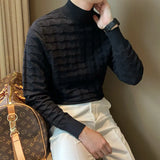 New Luxury Jacquard Men Sweater  Casual British Style Slim-fit Knitted Long Sleeve Pullover Fashion Leisure Basic Knitwear M-3XL