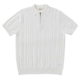 Zipper Knitted Short-sleeved Polo Shirt Men Summer American Retro Commuting Loose Vertical Striped Pit Strip Lapel T-shirt Men