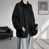 High Quality Long Sleeve Ice Silk Shirts Men Loose Daily Casual Single Breasted Popular Streetwear Male Spring Autumn Harajuku