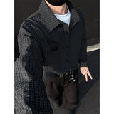 Black White Long-sleeved Shirt Men Fashion Social Mens Dress Shirt Korean Loose Casual bubble Shirts Mens summer trend