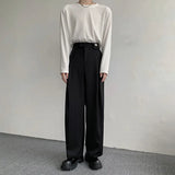 Black Suit Pants Men Oversized Fashion Social Mens Dress Pants Korean Loose Straight Wide Leg Pants Mens Office Formal Trousers