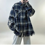 Raw Edge Jackets Men Tassel Elegant Plaid Stylish Korean Style Handsome Classic Slouchy Temperament Advanced Autumn Streetwear