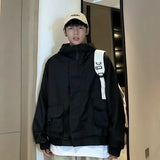 Outdoor Jackets Men Hooded Moto Japanese Style Handsome Pockets All-match Fitness High Street Leisure Autumn Safari Boyfriend