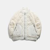 Winter Color Blocking Big Pocket Zipper Cotton Padded Men Retro Casual Fashion Baseball Uniform Couples High Street Jacket Thin