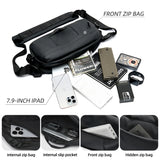 Sling Bag for Men, Multi-functional Waterproof Crossbody Bag with Retractable Keychain, Chest Bag for Hiking Travel