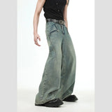 Spring and Autumn Men and Women Street Straight Tube Washed Jeans Couple American Loose Personality Retro Harajuku Casual Pants