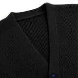New Luxury Casual Men Sweater Vest Leisure Trendy Knit V Neck Button-down Solid Color Sleeveless Cardigan Retro Basic Waistcoats