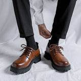 Fashion brand men's genuine leather British style thick soled work shoes for men's comfortable large toe leather shoes