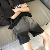 Summer Gradient Denim Shorts Men's Fashion Retro Denim Shorts Mens Streetwear Korean Loose Hip-hop Straight Denim Shorts Men