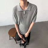 New Men Fashion T-shirt Luxury Hollow Out Polo Shirt Leisure Short Sleeve Solid Color Breathable Knitwear High Quality Tops