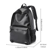 Classics Black Fashion Men PU Leather 15.6inch Laptop Backpack Waterproof Casual Travel Teen Boy School Bags Large Bookbag Male