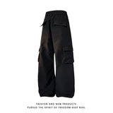 Multi-pocket Men's Wide Leg Straight Cargo Pants Korean Fashion Track Pants Male Casual Loose Mopping Trousers Four Seasons