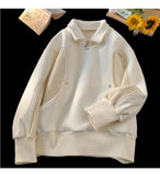 American autumn and winter street fashion personalized stand up collar half zipper couple loose retro casual Harajuku top y2k
