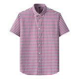 Brand Summer Plaid Short Sleeves Checked Shirts for Man 100% Cotton Business Office Oxford Shirts Men Big Size