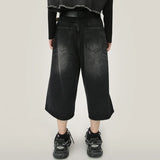 Summer Men Capri Short Jeans Male Fashion Retro Blue Denim Mid Pants Korean Casual Baggy Straight Wide Leg Calf Length Pants