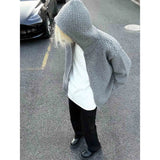 Hollow Out Knit Sweater Men Women Casual Loose Fishing Net Long Sleeve Male Tops Autumn Streetwear Hooded Pullovers