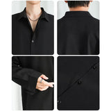 Solid Shirt Men Black Long sleeved Shirts Men Korean Comfortable Blouses Casual Loose Classic Single Breasted Shirt