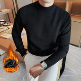 Male High End Fashion Knitted Pullover Sweater Men Half Turtle Neck Winter Woolen Casual Jumper Clothes