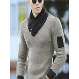 New Pullover American Men's Scarf Collar Sweater Knitted Sweater Long Sleeved Knitwear Men Women Spliced Sweater Jacket