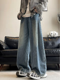 American style personality trend men and women straight leg spring and autumn washed jeans couple loose retro casual pants y2k