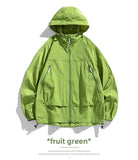 UPF50+Men's Hooded Windbreaker Sunscreen Jacket - Ultra Light Summer Zipper Pocket Elastic Cuffs  Suitable for Outdoor Hiking