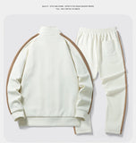 2025 Fall Casual Sports Set men 2 Piece Lapel Jacket Straight Leg Elastic Waist Pants Outdoor Activewear Hoodie Sweatpants