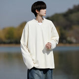 Long Sleeve V-Neck T-Shirt mens Solid Color Spring  Casual Basic Top  Plain Tee Shirt Breathable Comfort Stretch Soft plus size