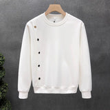Simple Design Sense White Sweatshirt Men's Trendy Round Neck Bottoming Shirt 2025 Spring Autumn Handsome Men's Hot Top Urban
