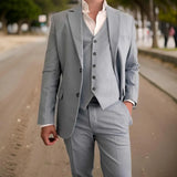 3 Pcs Linen Wedding Suits for Men Summer Party Casual Style Groom Tuxedo Male Fashion Celebrity Suit Blazer with Vest Pants