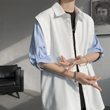 Summer Short Sleeved Shirt Men Oversized Society Mens Black Dress Shirt Korean Loose Casual White Shirt Mens Striped Shirts