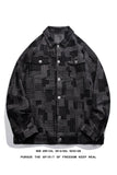 New spring denim jacket man coat Vintage Loose Denim Jacket with Grid Pattern High End American Casual Jean Coat for Men