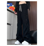 Men Casual Pants 2025 New Style Personalized Design Autumn Korean Fashion Loose Fit Straight Leg Elastic Waist Pleated Pants