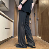 Men's Wide Leg Pants Thin Man Comfortable Pant Black Summer Casual Streetwear Fashion Drawstring Trouser Japanese 5XL Trendy