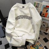 American autumn and winter street fashion personalized printed round neck pullover for couples loose retro Harajuku casual top