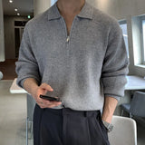 Lapel Sweater Men Warm Zipper Knitted Pullover Sweater Men Streetwear Korean Loose Long Sleeved Sweater Mens Jumper Clothes