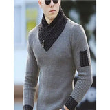 New Pullover American Men's Scarf Collar Sweater Knitted Sweater Long Sleeved Knitwear Men Women Spliced Sweater Jacket