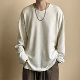 Spring New Striped Textural T-shirt For Men Long Sleeve Simple All-match Tops Korean Casual Solid Color Male Female Loose Tees
