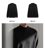 Korean Fashion Men Sweater Light Luxury Trendy Mock Neck Knitted Solid Color Pullover Premium Quality Long Sleeve Basic Knitwear