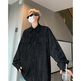 Corduroy Printed Work Shirts Men's Single Breasted Casual Jacket Coats Men Korean Fashion Cityboy Long-sleeve Simple Shirt