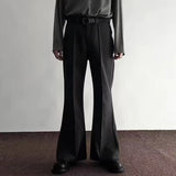 Stylish Mens Loose Flared Trousers Spring Summer New Casual Pleated Pure Color Wide Leg Trousers Men Vintage Slim Fit Pants