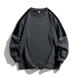 New Men Autumn Casual Fashion Teenager Pullover Top Color Contrast Round Neck Hoodies Male Long Sleeved Loose Sweatshirts Tops