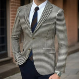 Check Suit Jacket for Men Wedding Tuxedo Houndstooth Blazer 1 Pc American Style Notch Style Check Plaid Fashion Suit