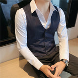 England Men's Suit Vest Pinstripe Slim Fit Sleeveless Gilet Formal Groomsman Waistcoat Business Gentleman Work Dress Suit Vests