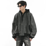Hooded Leather Jackets for Men Cool Panelled Personality Vintage European Style Handsome Couples Outerwears High Street Casual