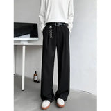 Grey Suit Pants Men Fashion Society Mens Black Dress Pants Korean Loose Straight Casual Pants Mens Office Formal Trousers