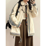 American Retro Lapel Jacket Ethnic Style Embroidered Casual Lapel Jacket Jacket Women Korean 2025 New Fashionable High-end Top