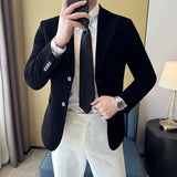 Men Corduroy Blazer Jackets Slim Fit Luxury Evening Dresses Suit Coat Wedding Prom Clothing Black Red