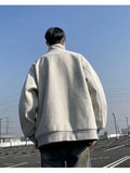 Korean Spring and Autumn High Street Men and Women Trendy Personalized Fake Two Piece Jacket Couple Loose Retro Casual Handsome