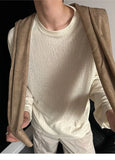 Autumn Laid-back Style Draping Men's T-shirt Luxury Korean Popular O Neck Long Sleeve Tees Leisure Loose Lightweight Basic Shirt